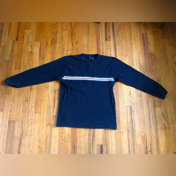 Cherokee Blue Sweayshirt with red grey and white stripe Mens Medium - Picture 1 of 3